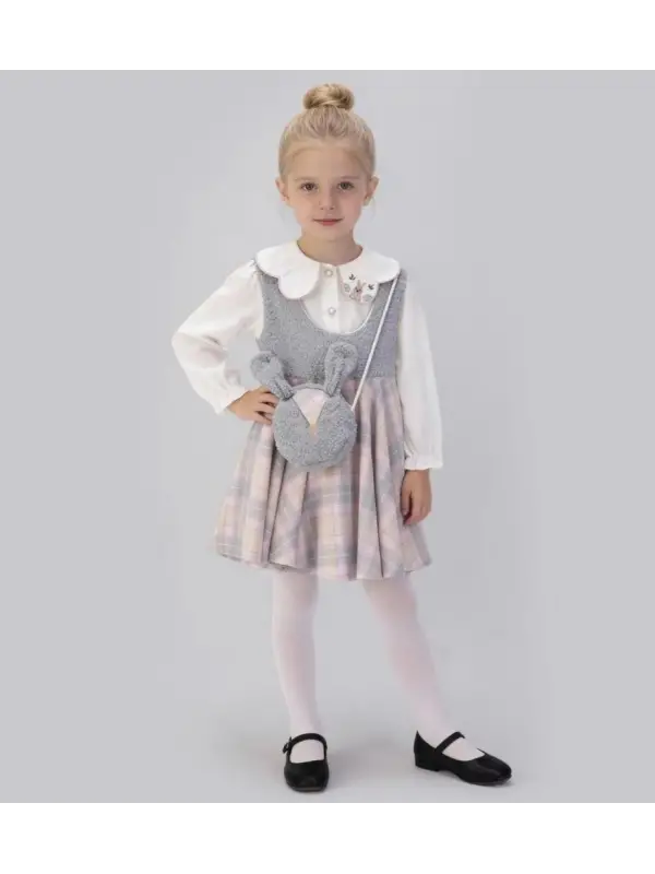 2-6 Yaş Tavşan Gömlekli Çantalı Elbise