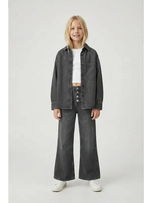 7-14 Yaş Füme Kot Gömlek Pantolon Takım