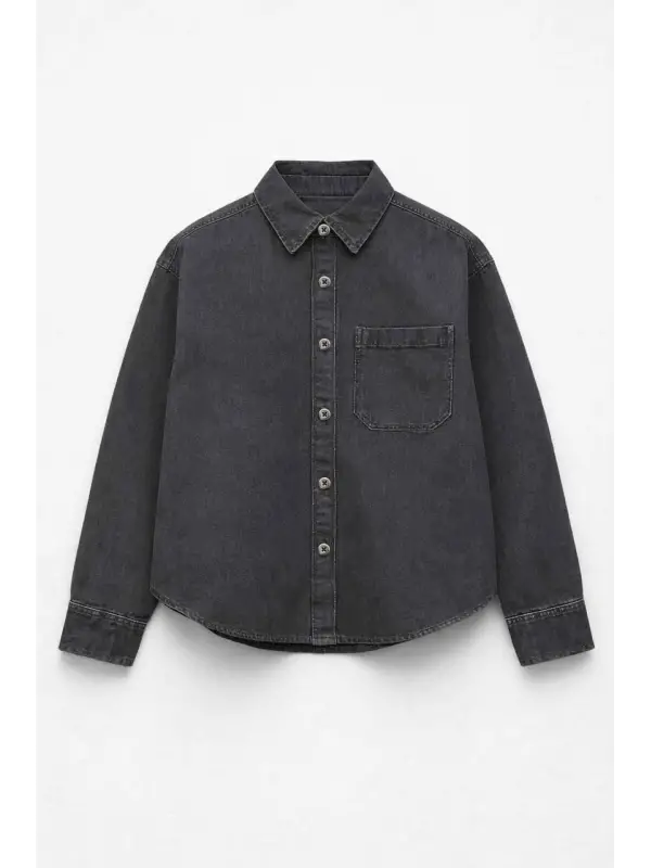 2-7 Yaş Füme Kot Gömlek