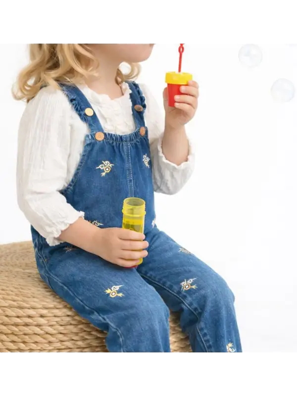 1-4 Yaş Gömlekli Çiçek Nakışlı Salopet