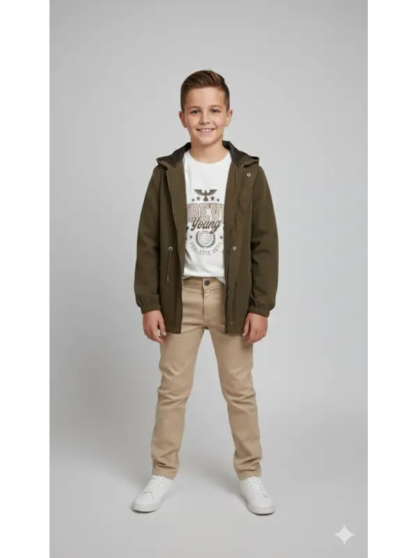 10-14 Yaş Haki Yağmurluk 3lü Takım