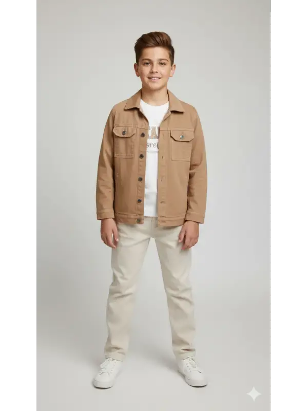 10-14 Yaş Bej Forever Ceketli 3lü Takım