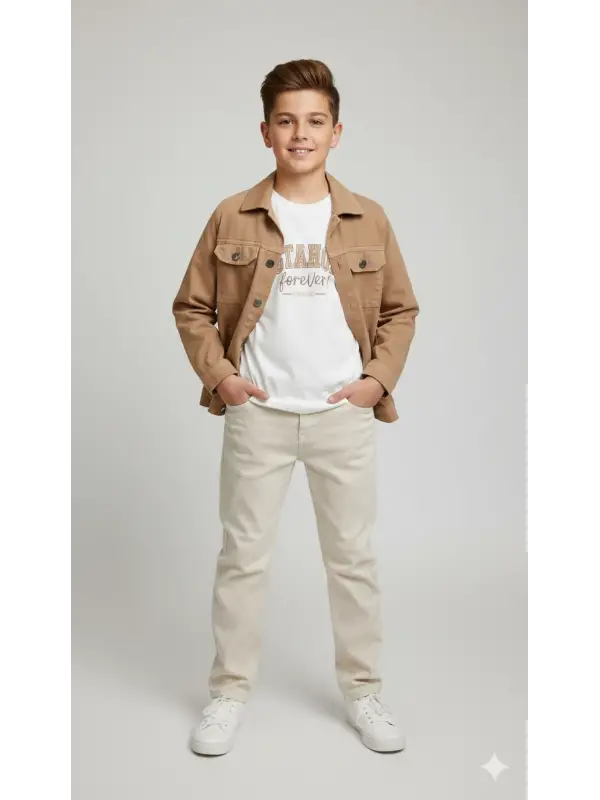 10-14 Yaş Bej Forever Ceketli 3lü Takım