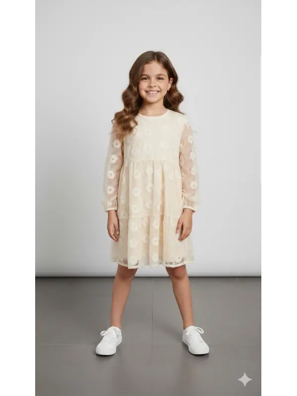 5-9 Yaş Krem Elbise