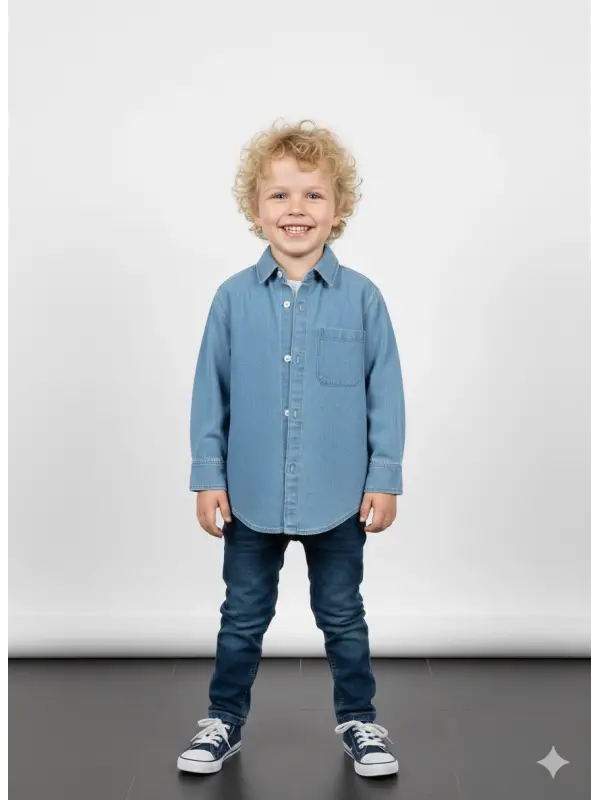 2-7 Yaş Jean Kot Gömlek