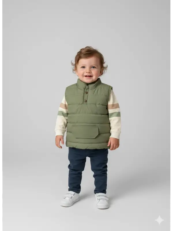 9-24 Ay Yeşil Şişme Yelekli 3lü Takım