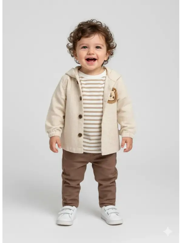 6-24 Ay Aslan Gömlekli Çizgili Badili 3lü Takım