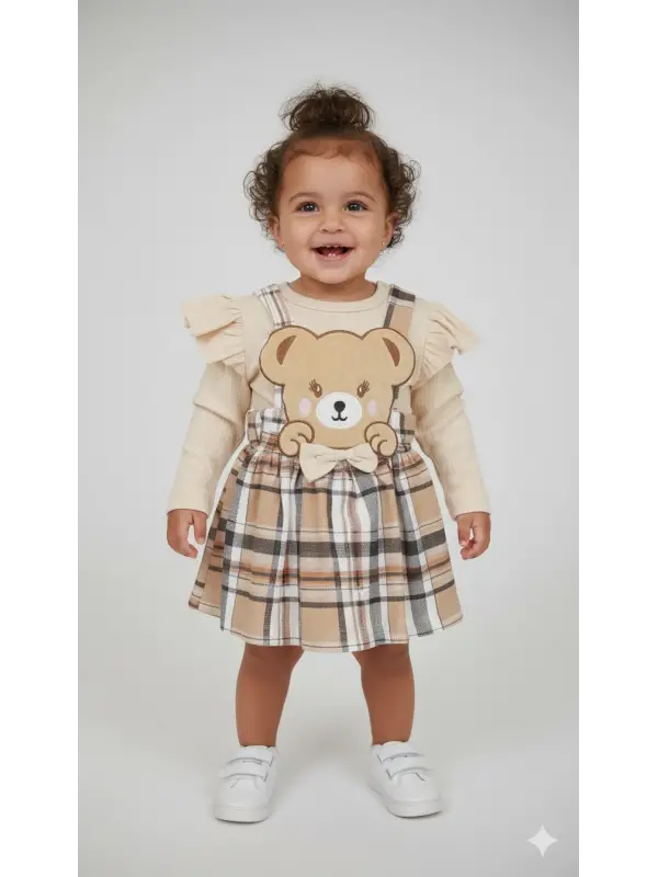 3-18 Ay Ayıcıklı Badili Salopet Elbise