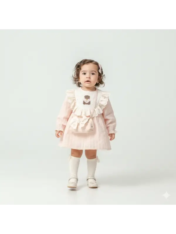 9-24 Ay Çantalı Ayıcıklı Elbise