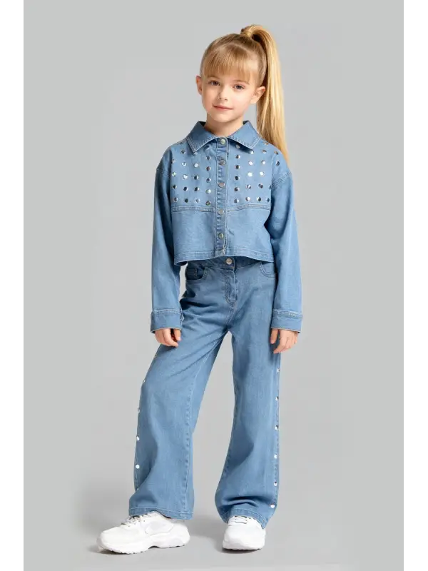 7-11 Yaş Kot Zımbalı Ceket Pantolon Takım