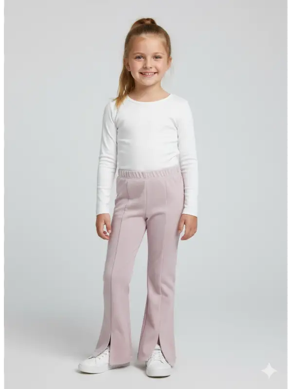 5-14 Yaş Pembe Yırtmaçlı İspanyol Tayt