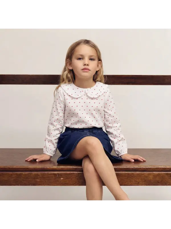 2-7 Yaş Kalp Desenli Gömlek