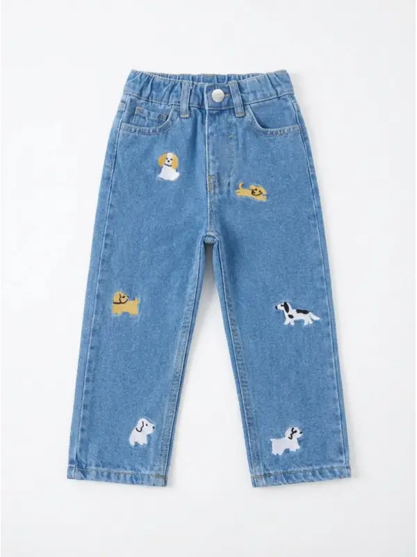 2-7 Yaş Hayvan Baskılı Kot Pantolon