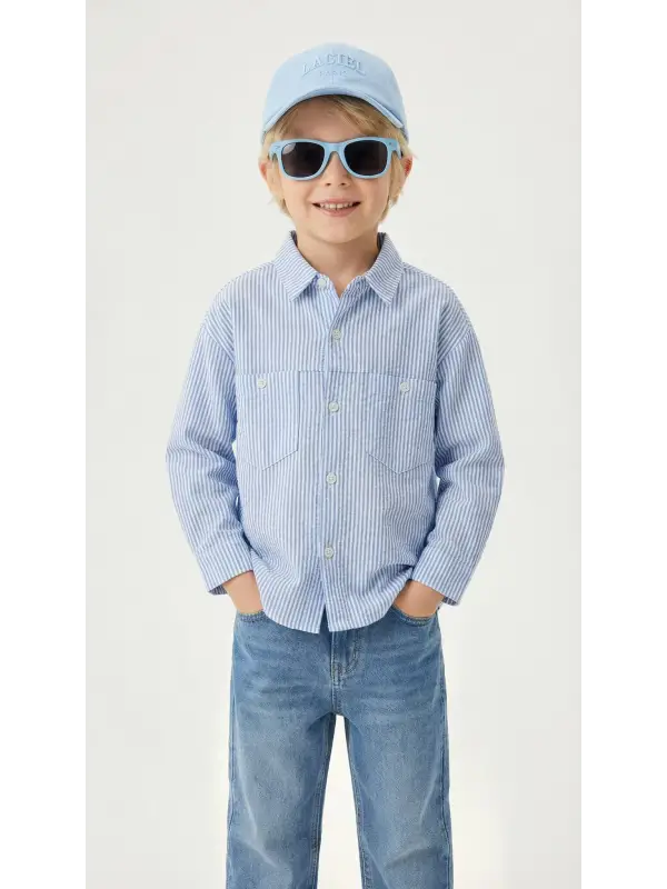 2-7 Yaş Mavi Çizgili Gömlek