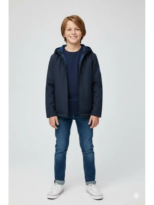 7-16 Yaş Lacivert Yağmurluk