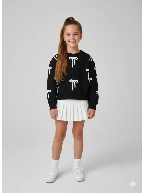 4-12 Yaş Pileli Beyaz Etekli Takım