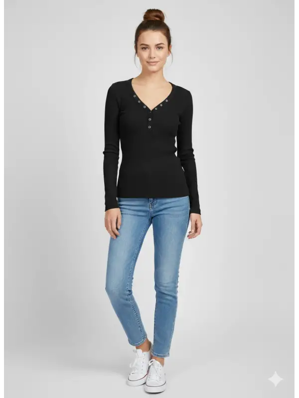 Garson Boy Siyah Çıtçıtlı Bluz