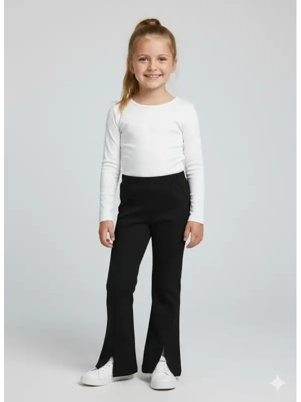 2-7 Yaş Siyah Yırtmaçlı İspanyol Tayt