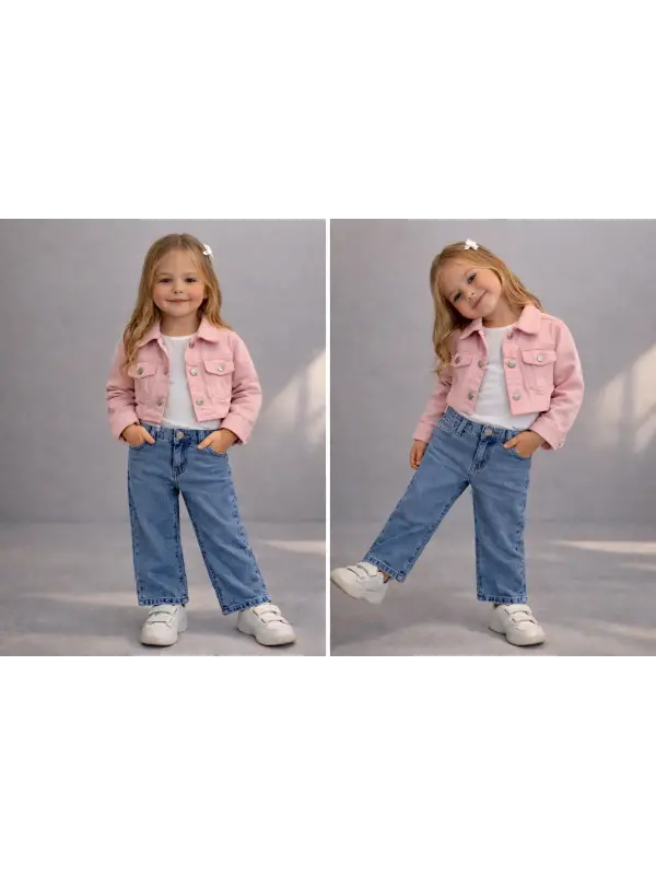 6-9 Yaş Pembe Crop Ceket
