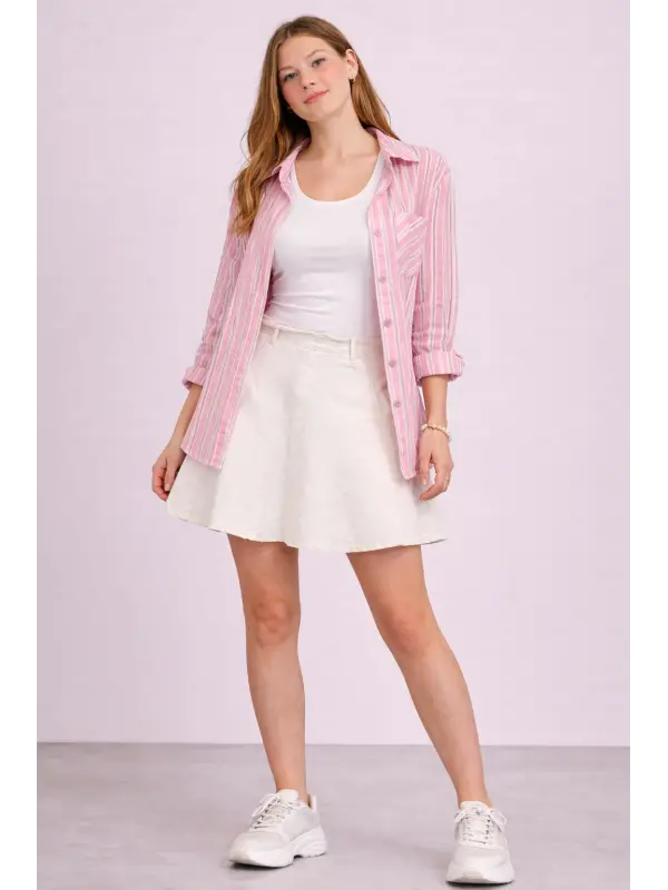Garson Boy Çizgili Pembe Gömlek