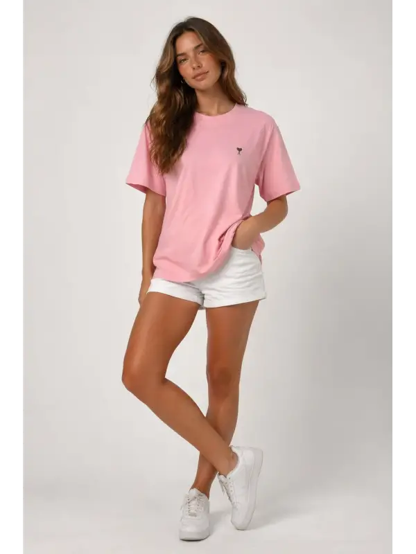 Garson Boy Pembe Kalp Baskılı Tişört