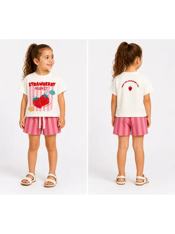 2-7 Yaş Strawberry Şortlu 2li Takım