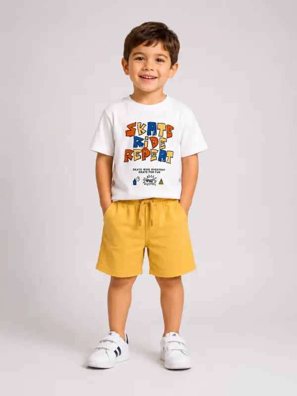 4-8 Yaş Sarı Skate Baskılı Takım