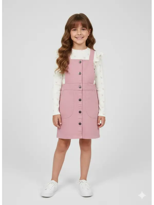 7-11 Yaş Çiçek Desenli Salopet