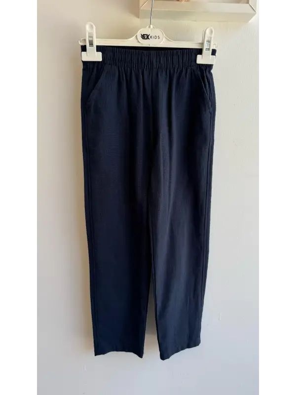 7-11 Yaş İndigo 3lü Keten Takım