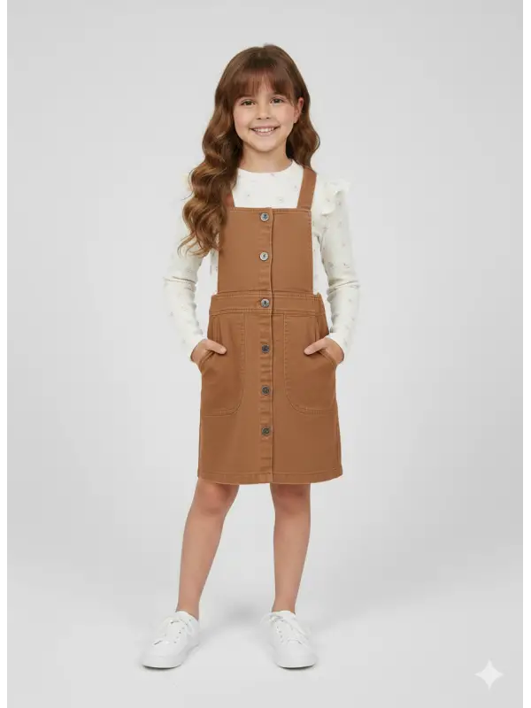 7-11 Yaş Kahve Çiçekli Salopet