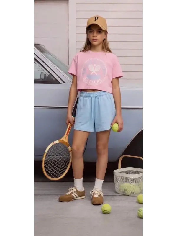 7-14 Yaş Pembe Tennis Şortlu Takım