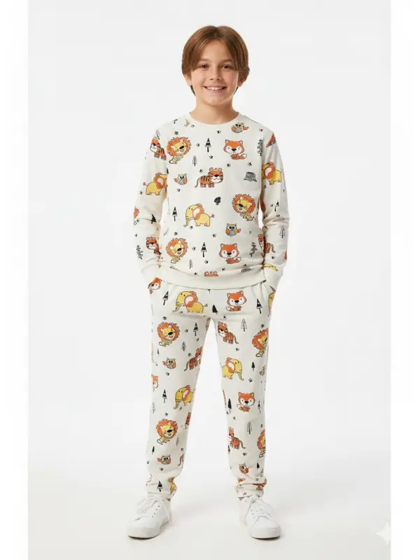 9-13 Yaş Safari Hayvanlı Pijama Takımı