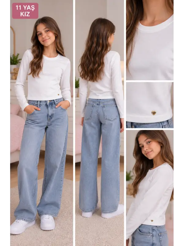 9-14 Yaş Krem Basic Kalp Bady