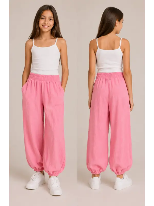 9-14 Yaş Pembe Şalvar Pantolon