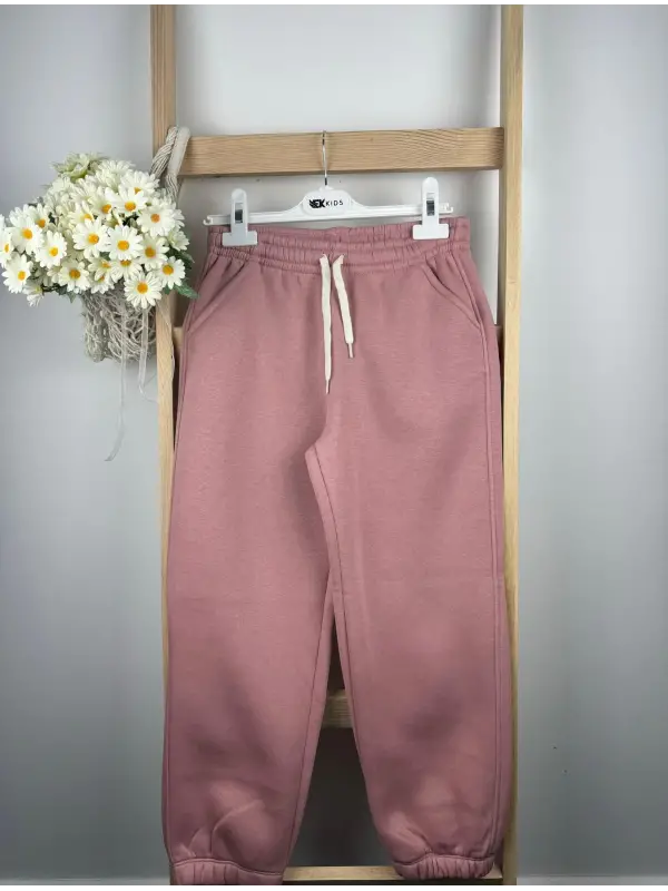 9-14 Yaş Pudra Şardonlu Kız Eşofman Altı