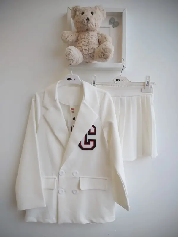 9-14 Yaş Şort Etek Kolej Takım Beyaz