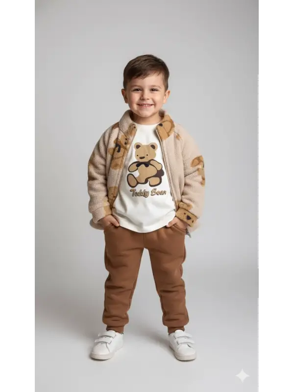 9-24 Ay Ayıcık Baskılı Polarlı Takım