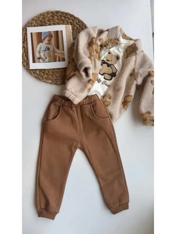 9-24 Ay Ayıcık Baskılı Polarlı Takım