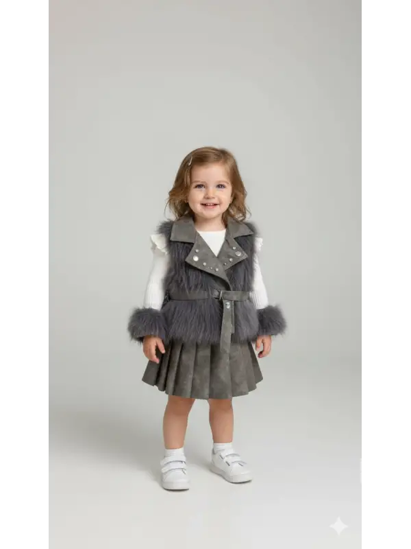 9-24 Ay Kürklü Etekli Yelekli Takım