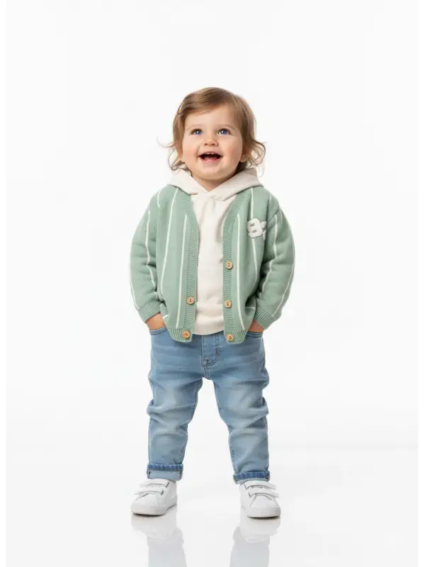 9-24 Ay Yeşil Hırkalı 3lü Takım