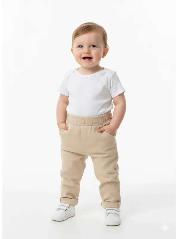 9 Ay 5 Yaş Krem Bel Latikli Pantolon