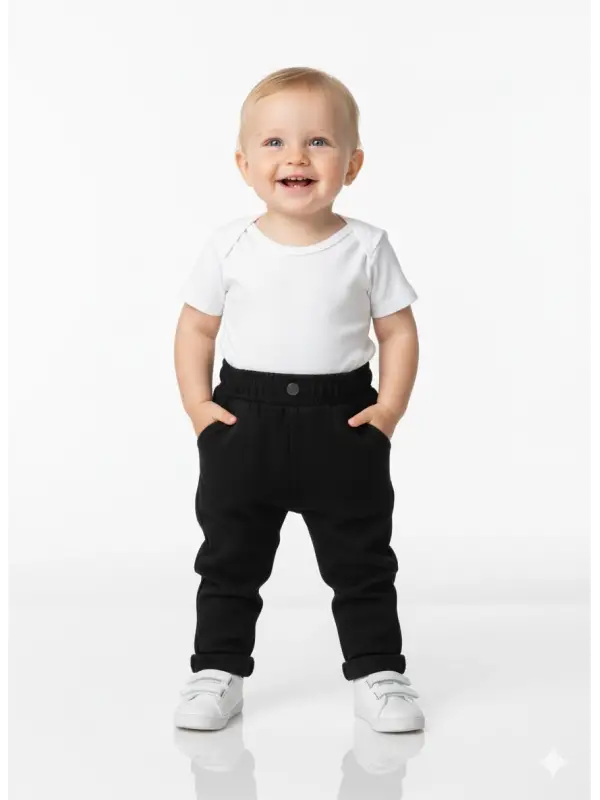 9 Ay 5 Yaş Siyah Bel Latikli Pantolon
