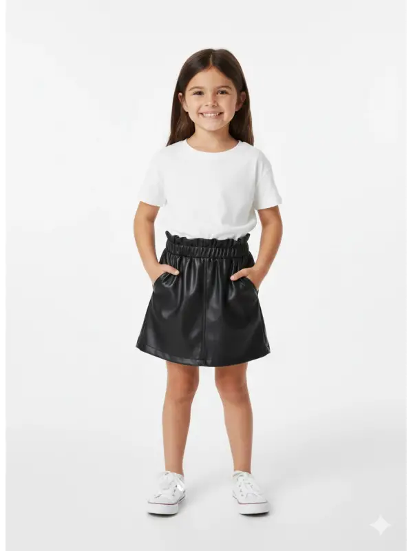 9 Ay 5 Yaş Siyah Deri Etek