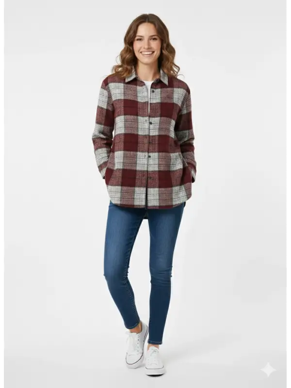 Garson Boy Bordo Kareli Gömlek