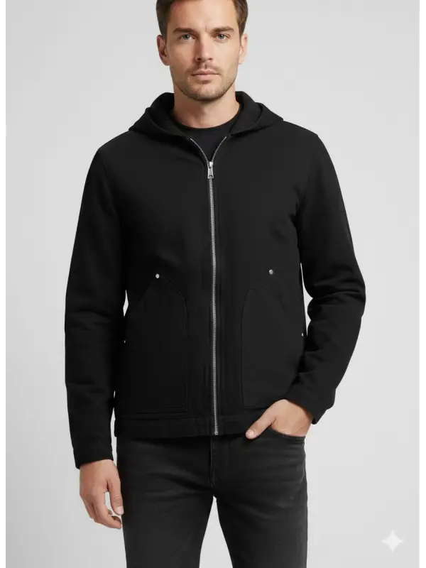 Garson Boy Kapşonlu Siyah Ceket