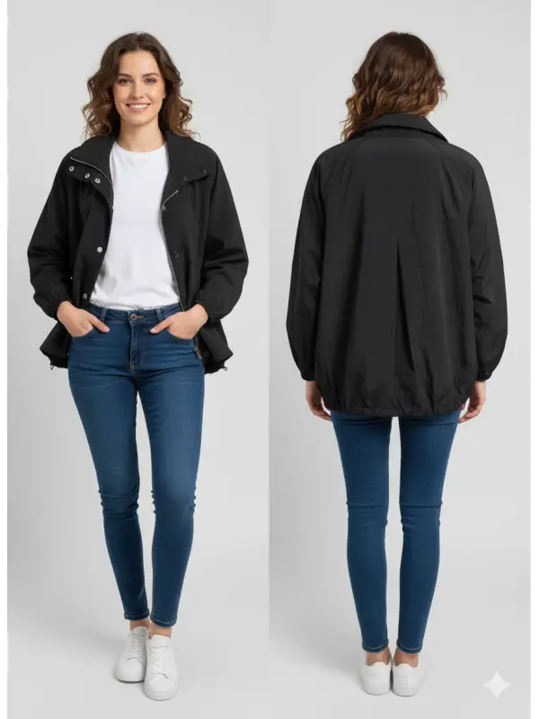 Garson Boy Siyah Oversize Rüzgarlık