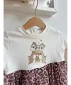 2-5 Yaş Leopar Desen Sincap Baskılı Elbise