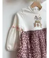 2-5 Yaş Leopar Desen Sincap Baskılı Elbise