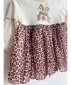 2-5 Yaş Leopar Desen Sincap Baskılı Elbise