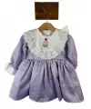 2-5 Yaş Lila Fisto Detaylı Pamuk Saten Elbise